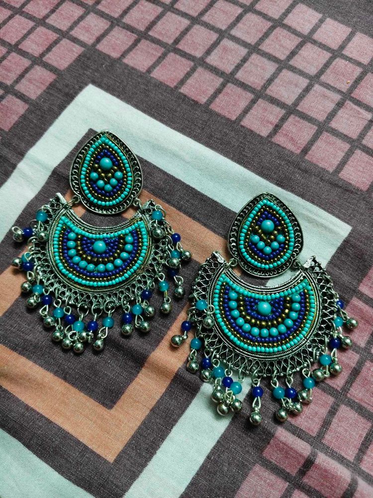 Bohemian Beaded Jhumka Earrings