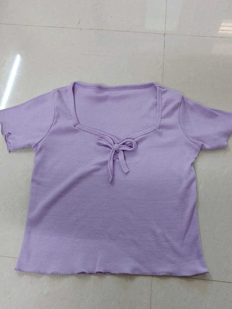 Purple Tie-Front Top