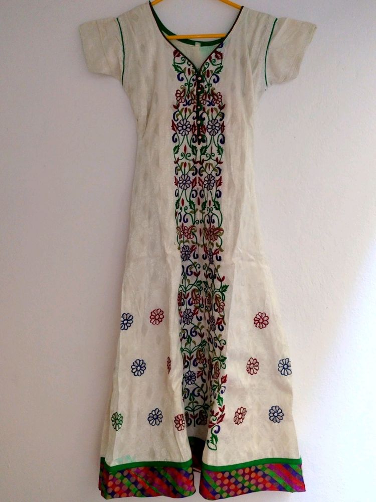 Off White Anarkali, Barely Used, XS