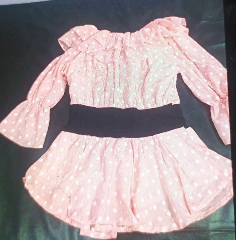 Pink Polka Dot long top or one piece