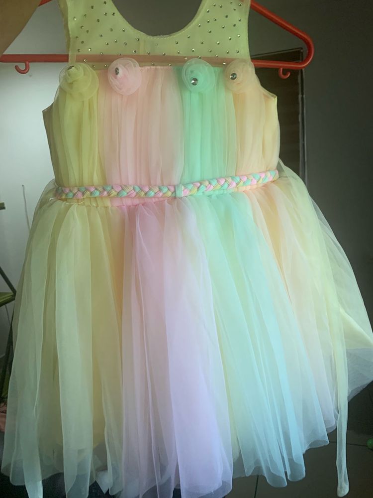 multi pastel colour dress