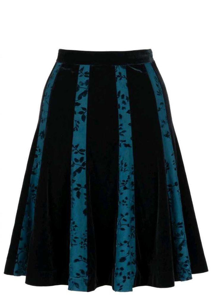 Velvet Striped Midi Skirt