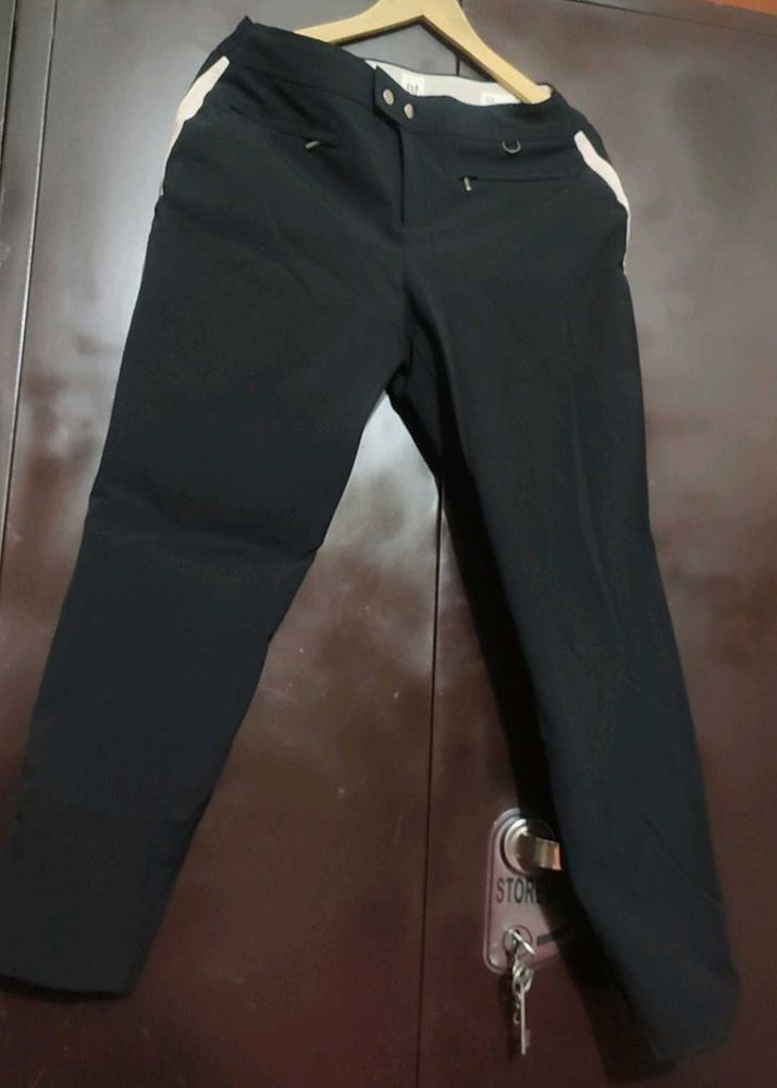 Black Trouser Pant White Line Both Side 30 Waist