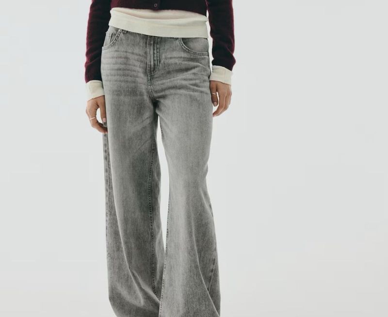 Grey Wide Leg Jeans