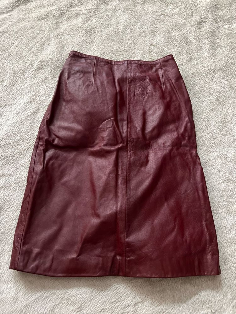 Burgundy Faux Leather Skirt