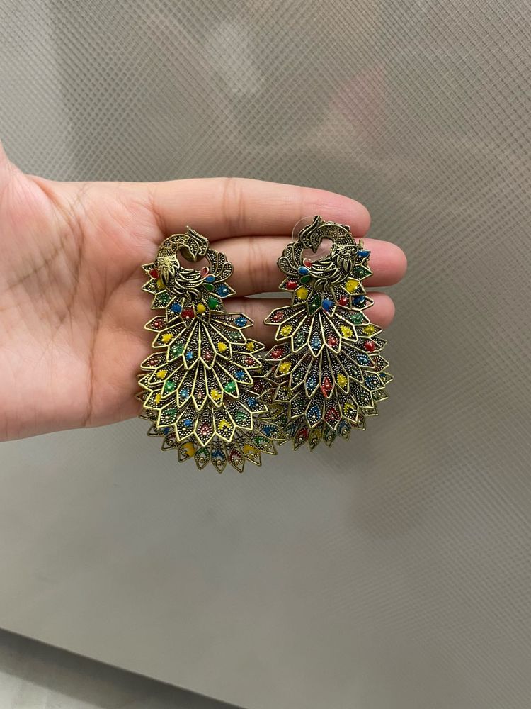 Unused Peacock Jhumka Earrings