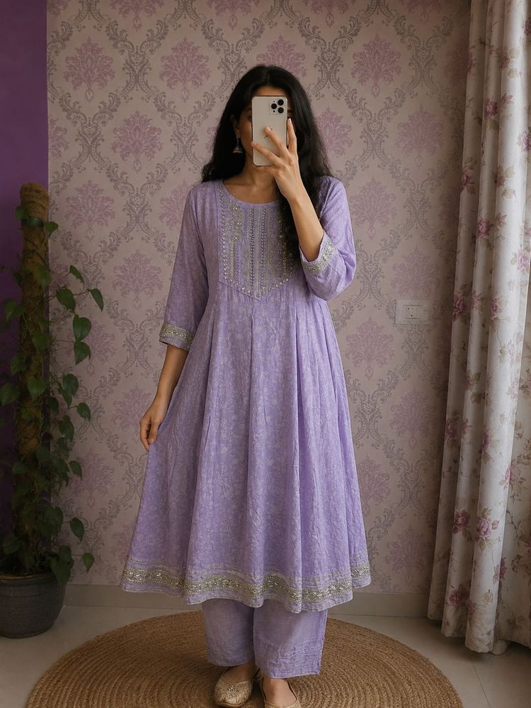 Lavender Anarkali Kurta Set