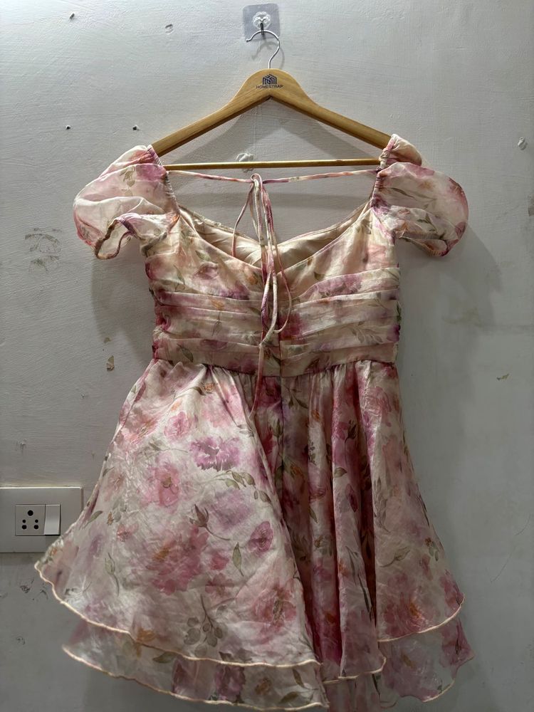 Chic Floral Puff Sleeve Mini Dress