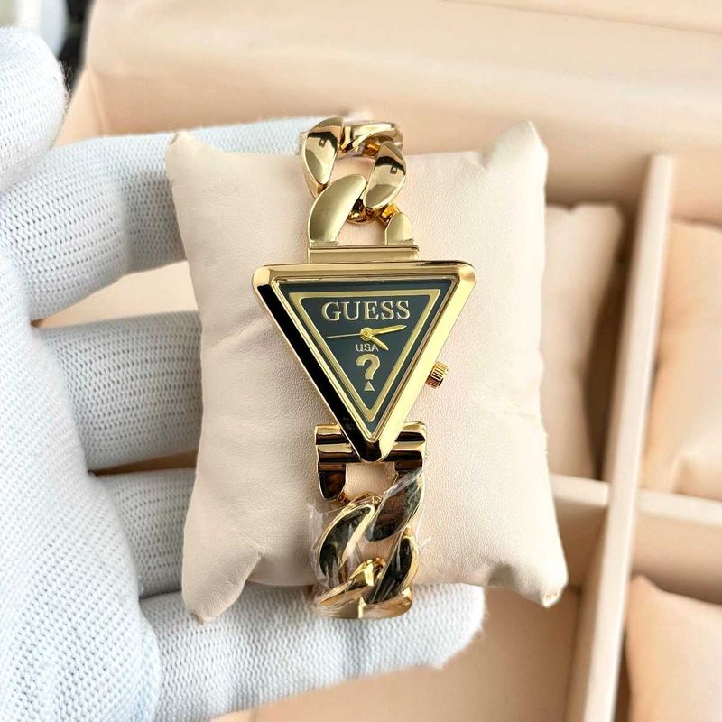 Guess Triangle Watch - Gold Chain Model for ladies