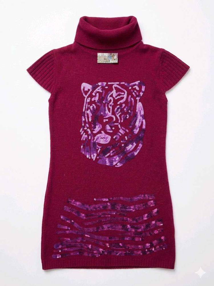 Fuchsia Tiger Knit Sweater Dress
