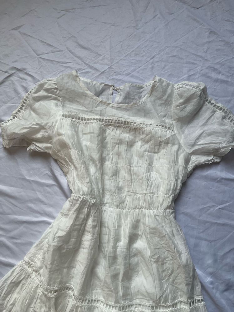 White Puff Sleeve Mini Dress