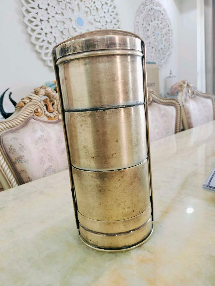 Vintage Brass Tiffin Set Of 3 Container