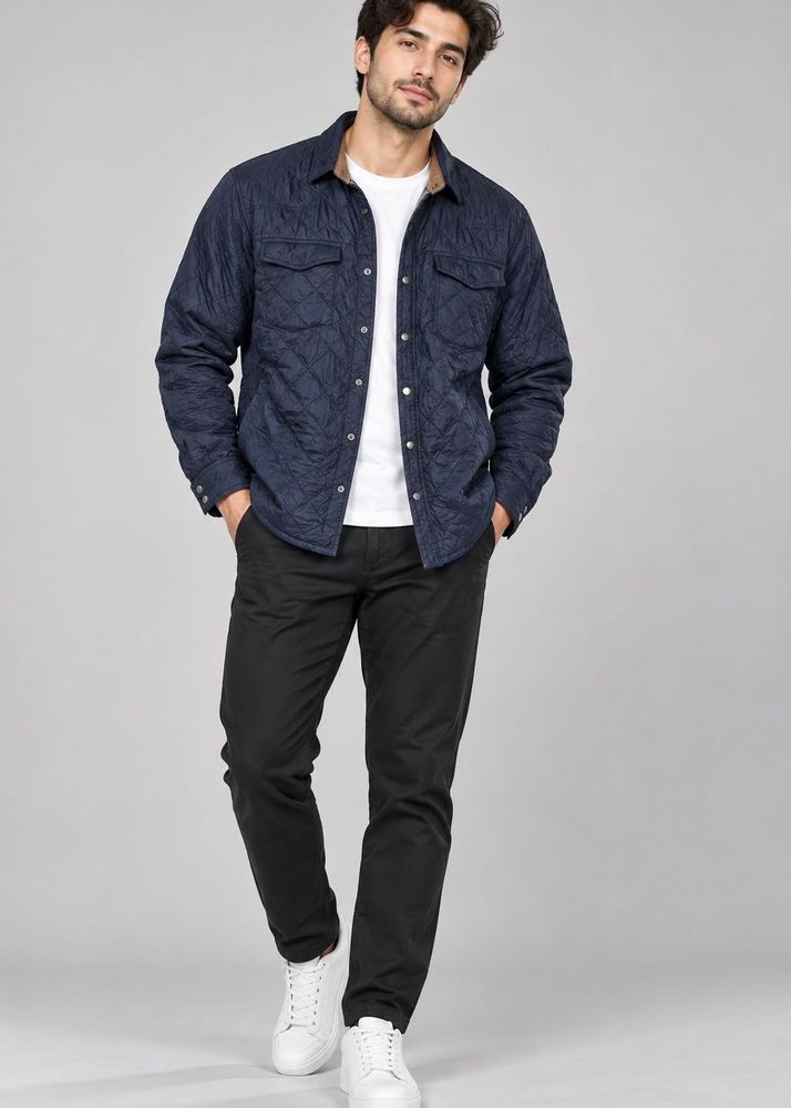 ZARA Men's Navy Quilted Jacket
