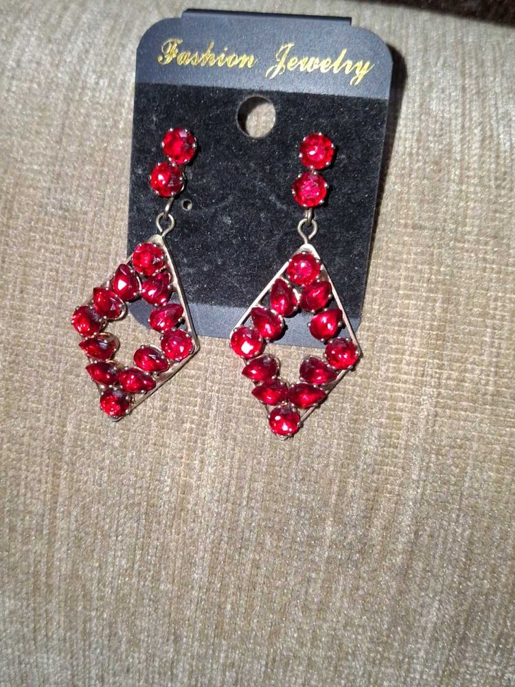 Dazzling Red Gemstone Drop Earrings