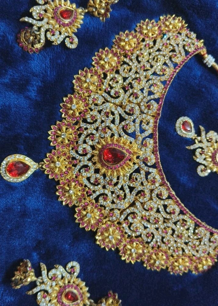 Ruby &amp; Gold Bridal Jewelry Set