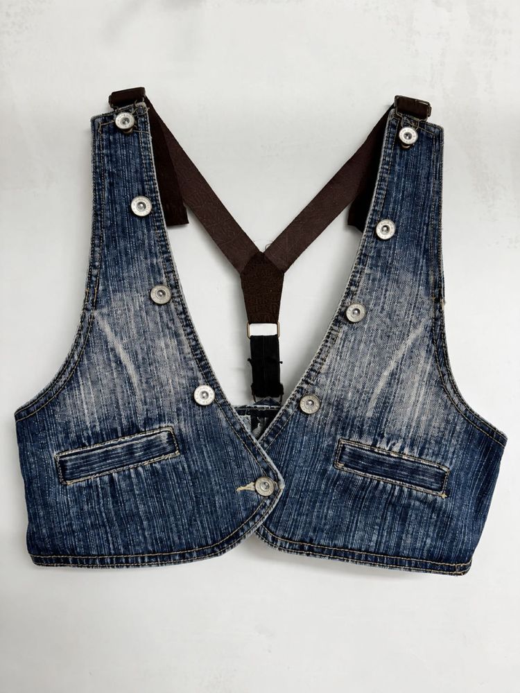Denim Vest with Suspenders