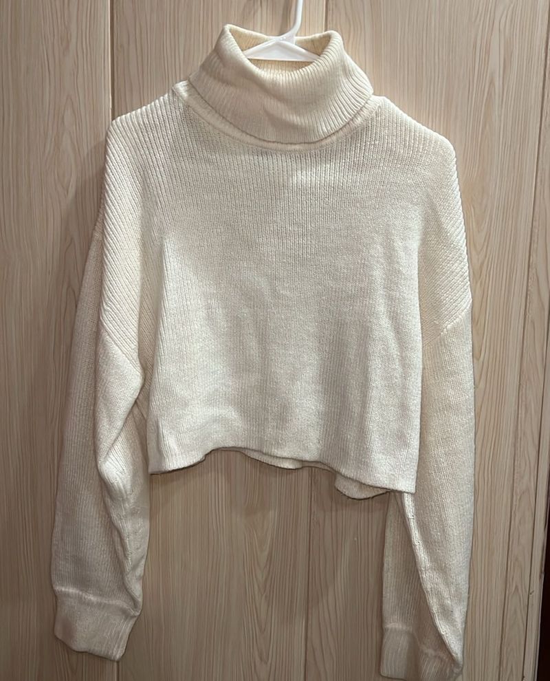 H&amp;M Cozy White Turtleneck Sweater