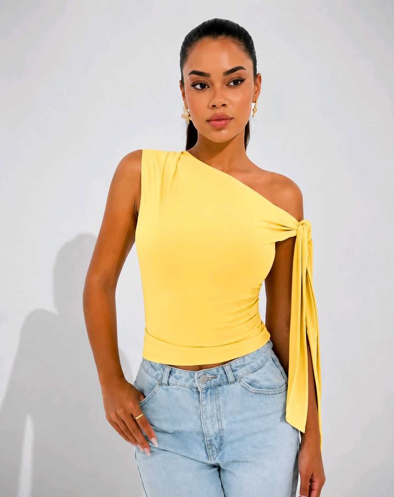 Stylish One-Shoulder Yellow Top