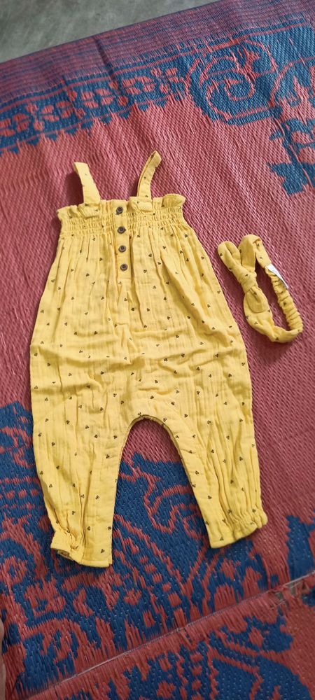 branded romper with hair band