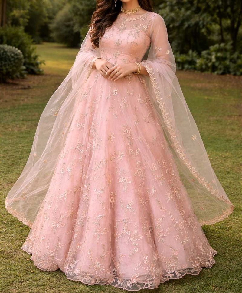 Stunning Pink Embroidered Gown