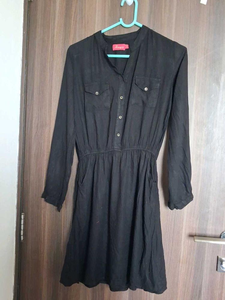 Chic Black Long Sleeve Casual Dress