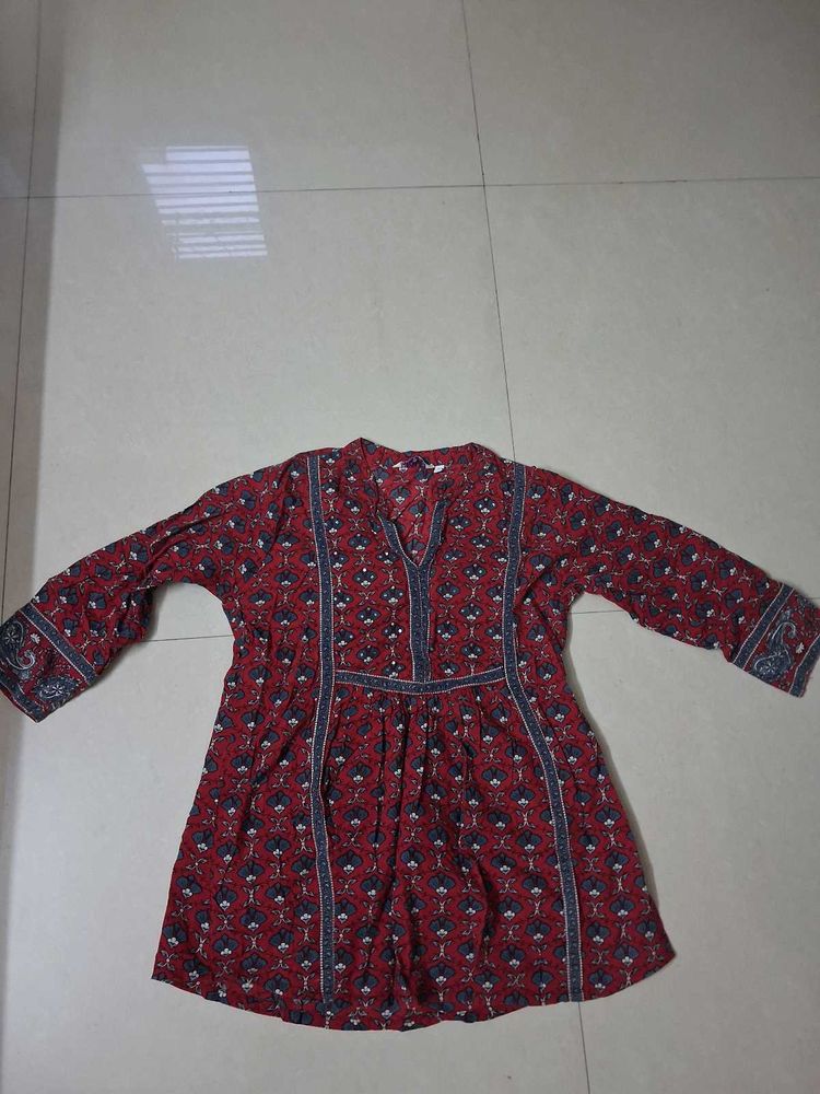 Boho Red Printed Kurta
