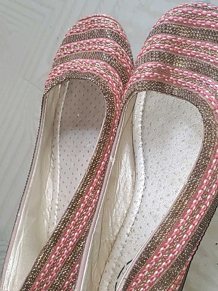 Embellished Pink &amp; Gold Flats