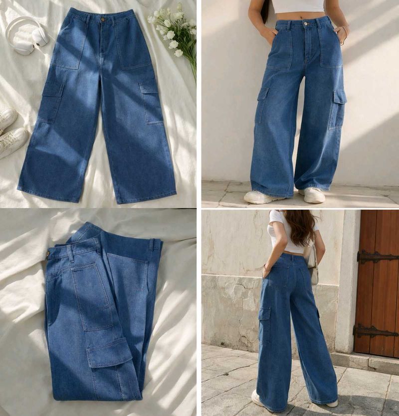 Stylish Wide Leg Cargo Jeans