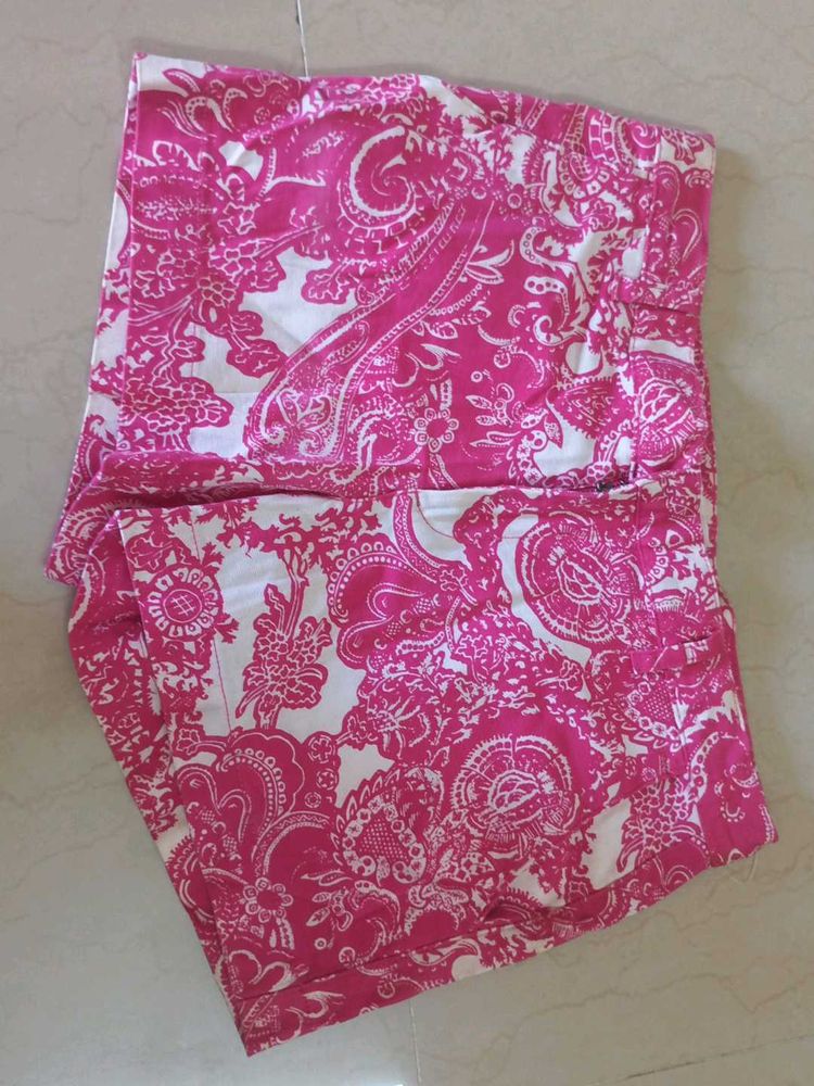 Vibrant Pink Paisley Print Skirt