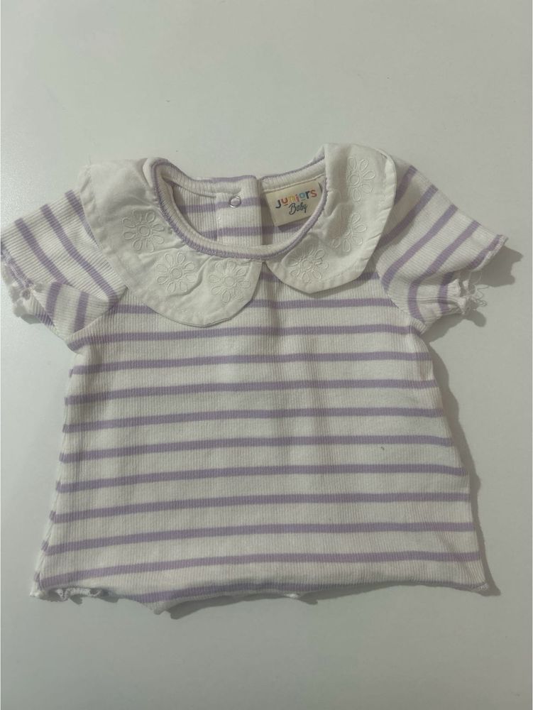 Cute Striped Baby Top with Peter Pan Collar