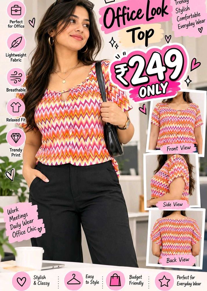 Vibrant Zigzag Print Top 40"- 42"