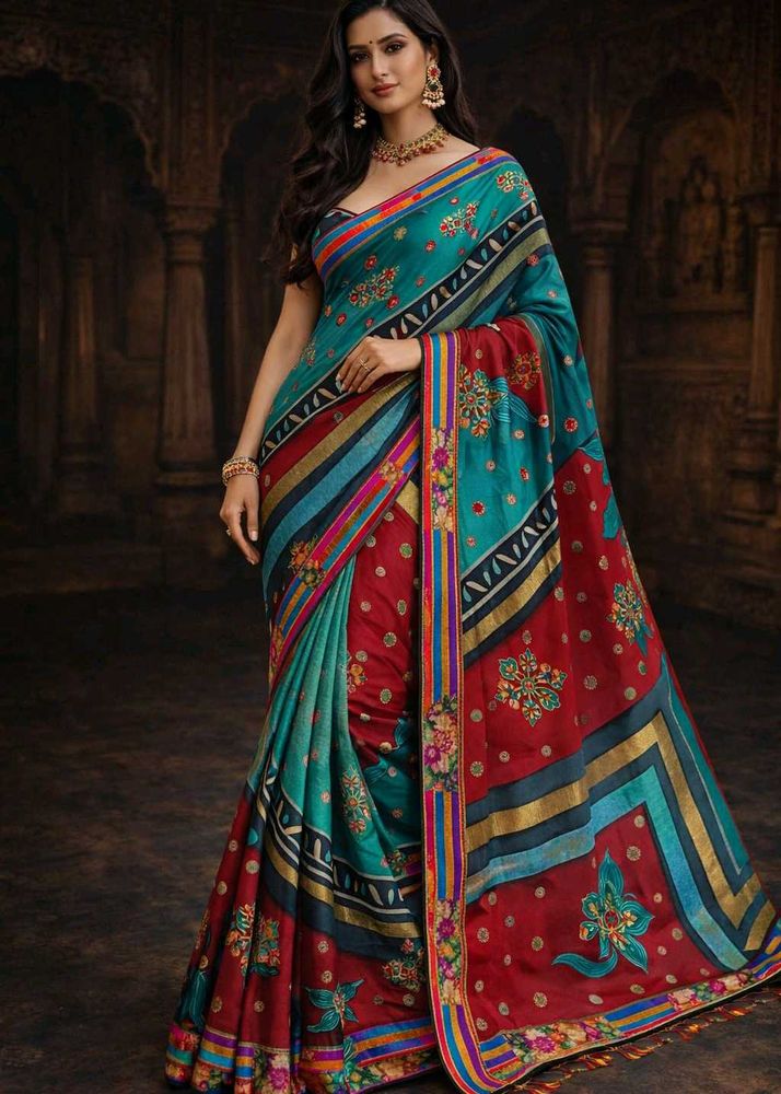 🇳🇿💫🎀Stunning Teal &amp; Red Saree
