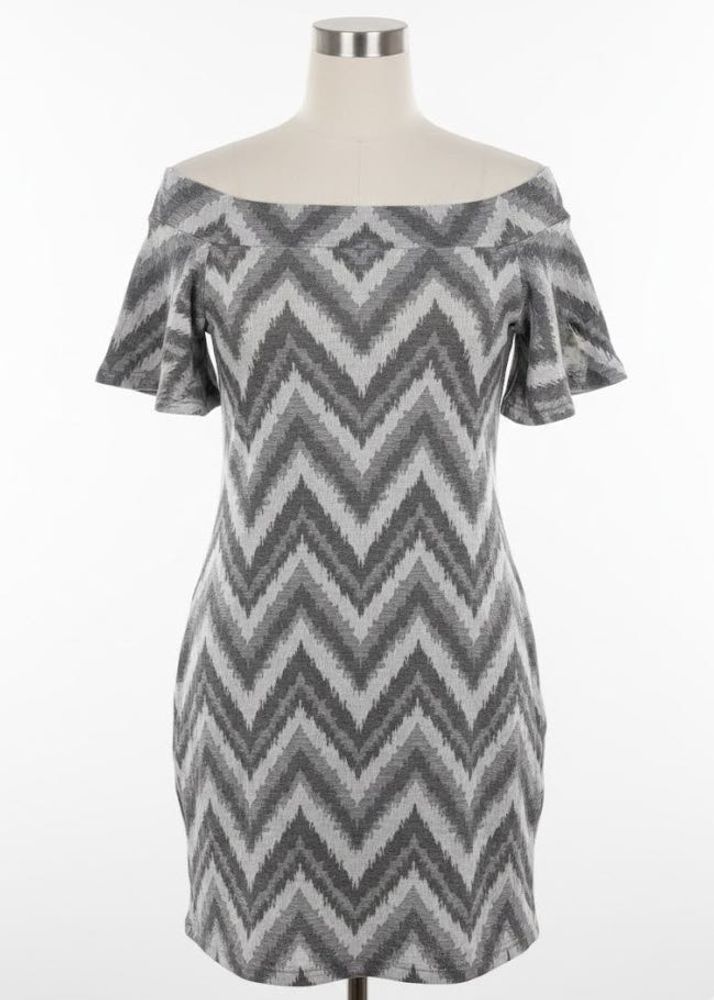 Chevron Off-Shoulder Dress