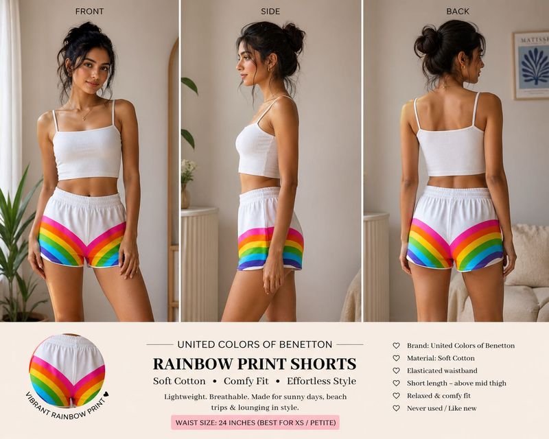 Comfy and stylish rainbow print shorts