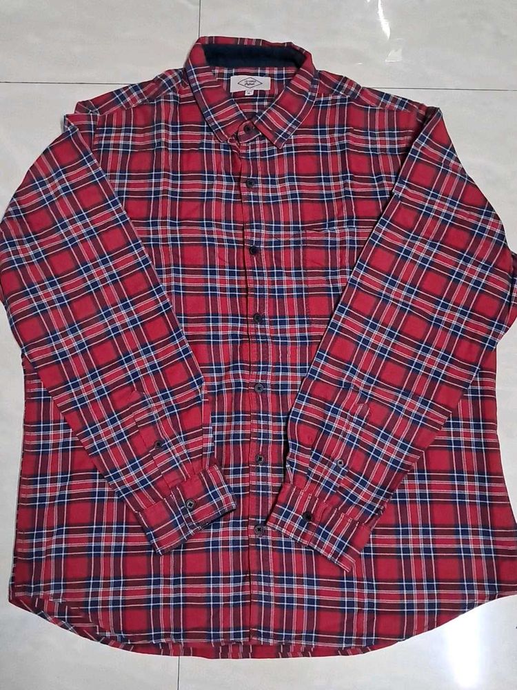 Red &amp; Blue Plaid Flannel Button-Down Shirt
