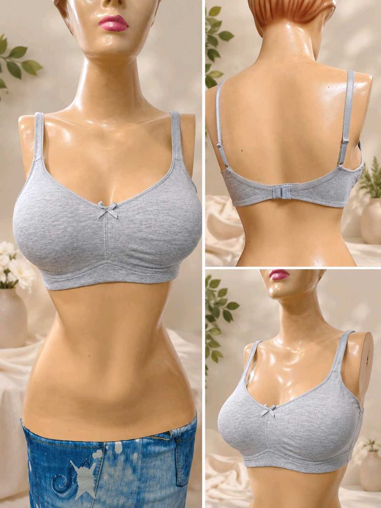 Comfortable Grey Cotton Sports Bra
