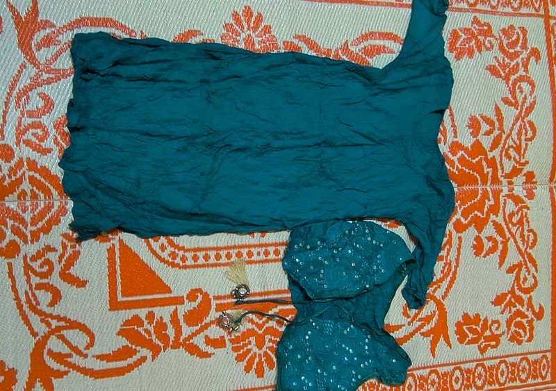 Teal Sequined Lehenga Choli