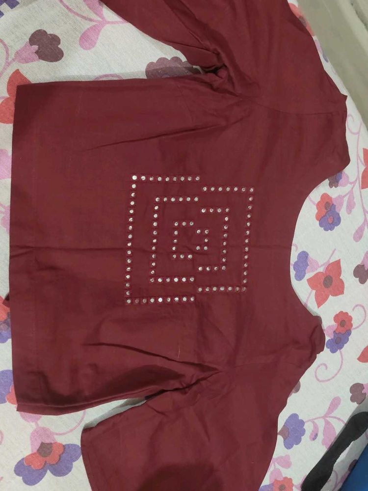 Maroon Embroidered Blouse