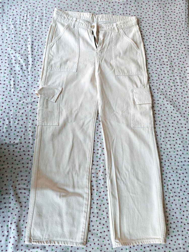 Cream Cargo Pants