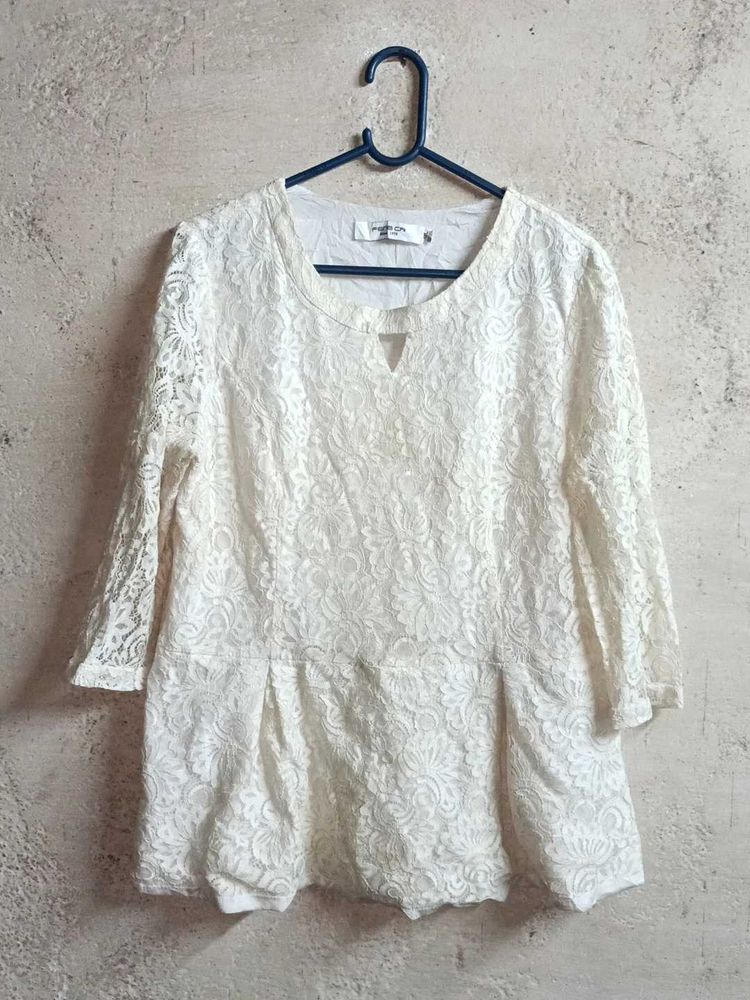 Elegant White Lace Top Layered