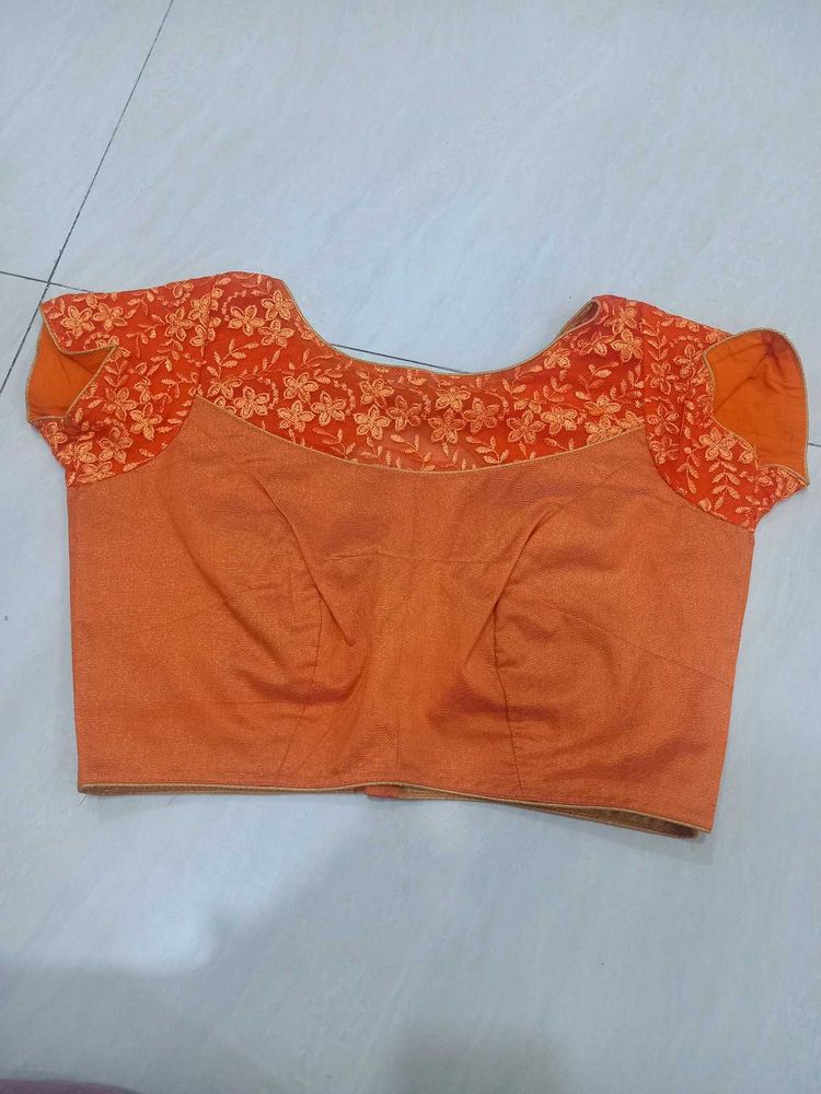 Orange Floral Print Blouse
