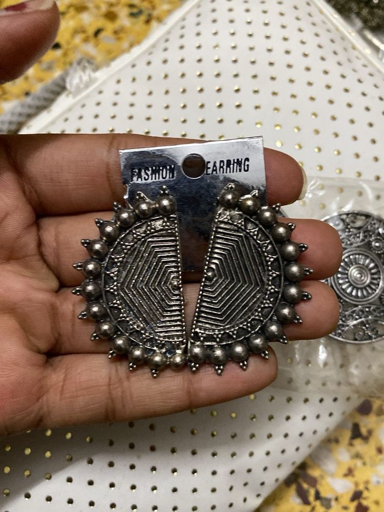 Oxidized Silver Tribal Earrings