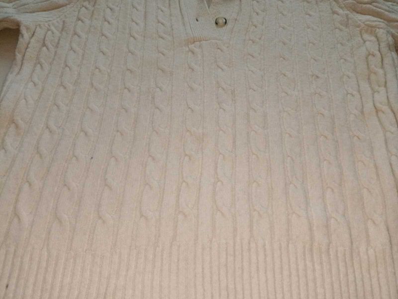Unisex Cream Cable Knit Sweater