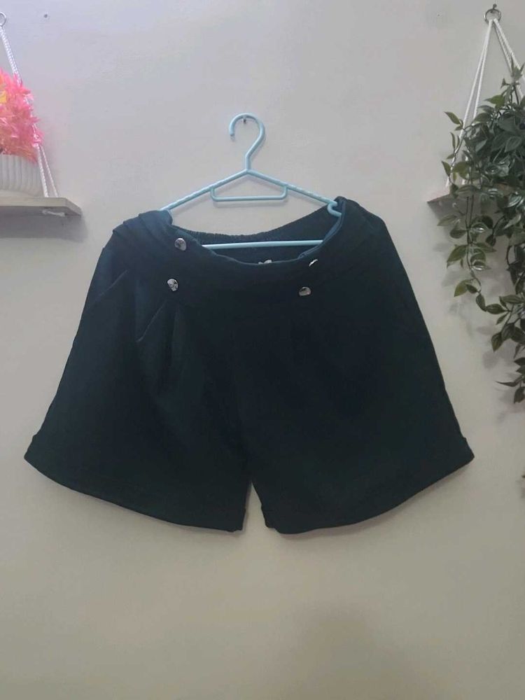 Stylish Black Shorts with Button Detail