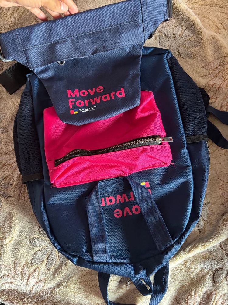 Navy &amp; Pink 'Move Forward' Backpack with waist bag