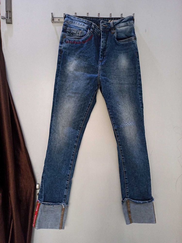 Distressed Cuff Jeans