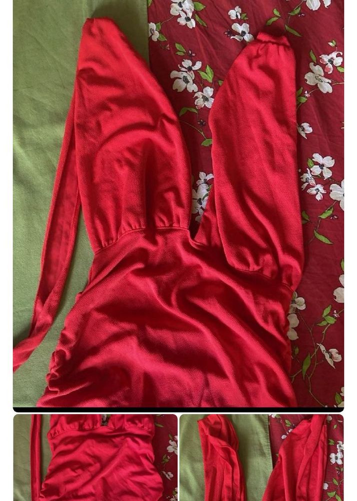 Chic Red Long Sleeve Mini Dress