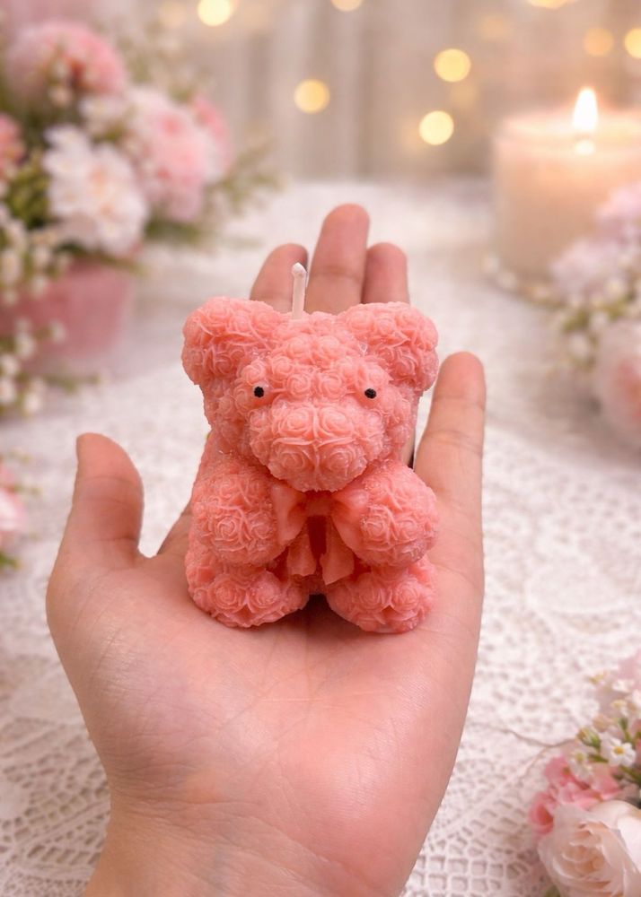 Rose Teddy Bear Candle