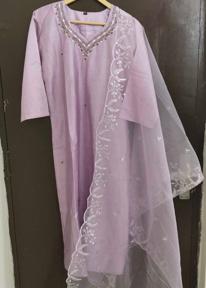 New Unused CottonSilk Cutdana Straight Suit