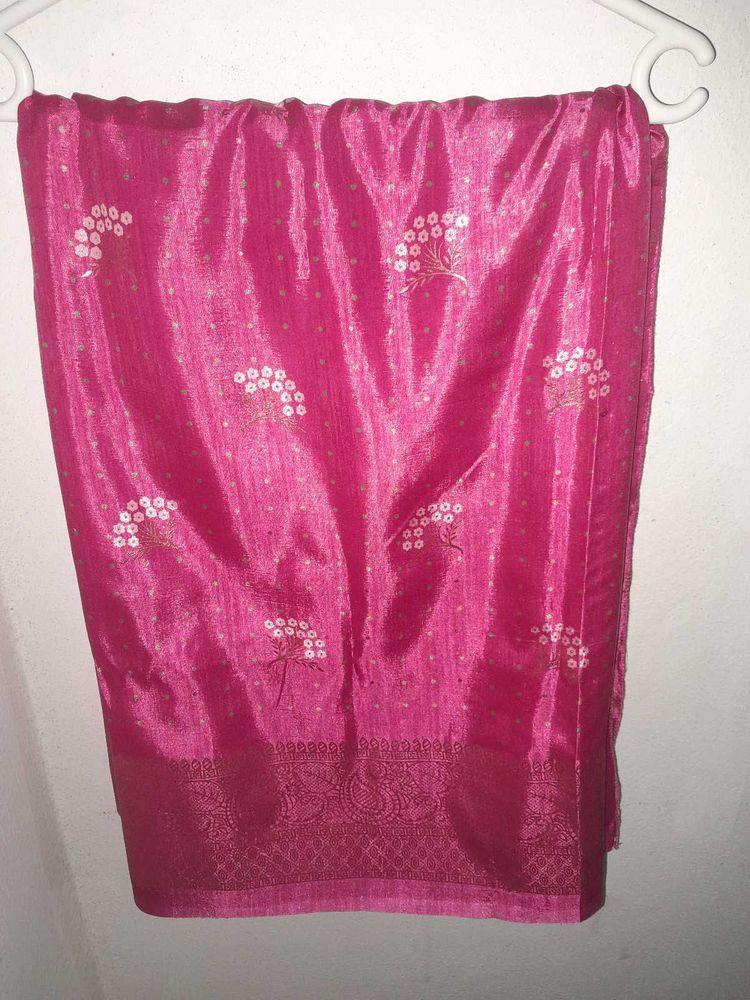 Vibrant Pink Floral Saree